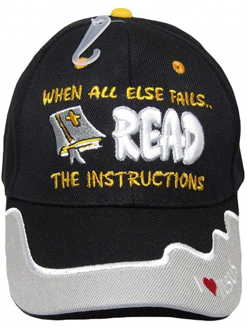 Baseball Caps When All Else Fails Read The Instructions Black Embroidered Cap CAP828 Hat - C918NQWXTAO $14.18