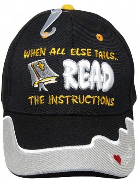 Baseball Caps When All Else Fails Read The Instructions Black Embroidered Cap CAP828 Hat - C918NQWXTAO $14.18