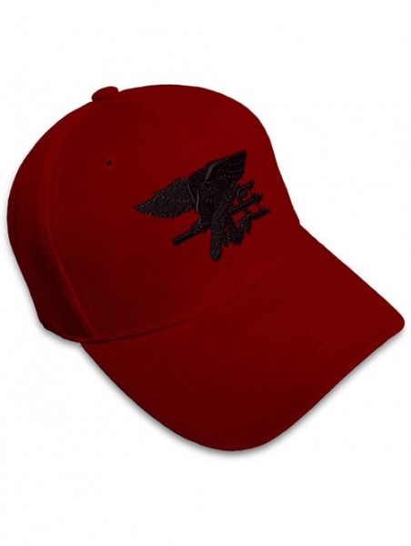 Baseball Caps Custom Baseball Cap Navy Seal Black Logo Embroidery Dad Hats for Men & Women - Burgundy - CR18SK8UUDX $22.47