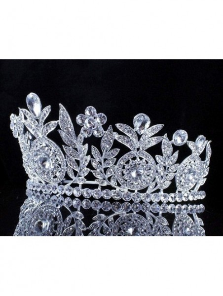 Headbands Floral Clear Austrian Crystal Rhinestone Hair Tiara Crown Wedding Rhodium-Plated Gold-Plated T12155 - CA12G0P92NB $...