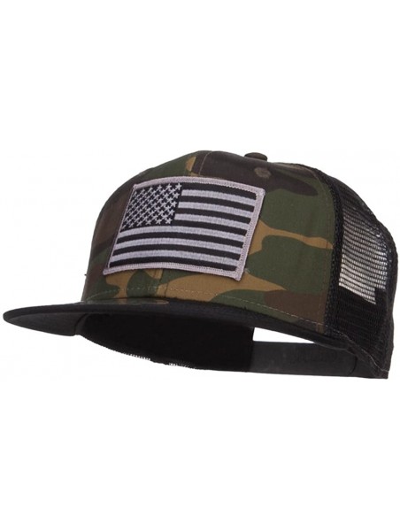 Baseball Caps Grey American Flag Patched Camo Mesh Snapback - Black Camo - CX12MYH2CD1 $28.26