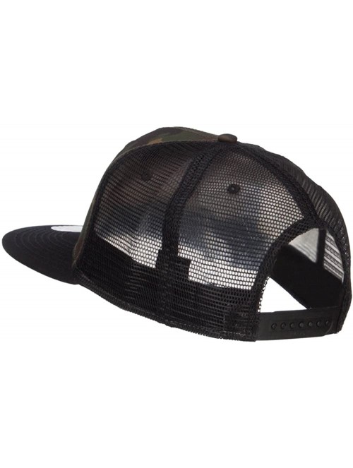 Baseball Caps Grey American Flag Patched Camo Mesh Snapback - Black Camo - CX12MYH2CD1 $28.26