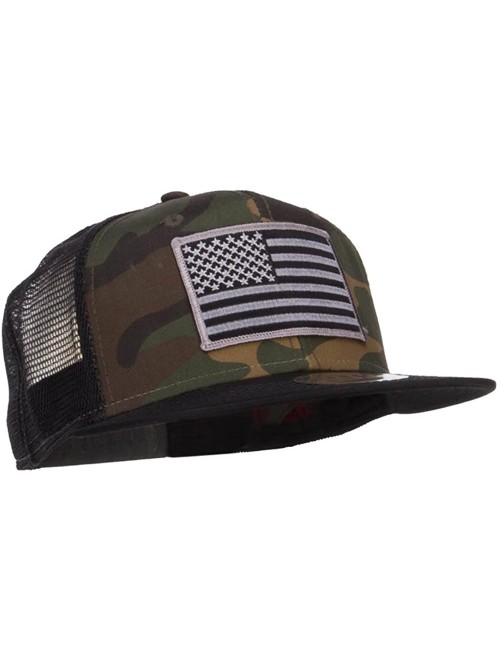 Baseball Caps Grey American Flag Patched Camo Mesh Snapback - Black Camo - CX12MYH2CD1 $28.26