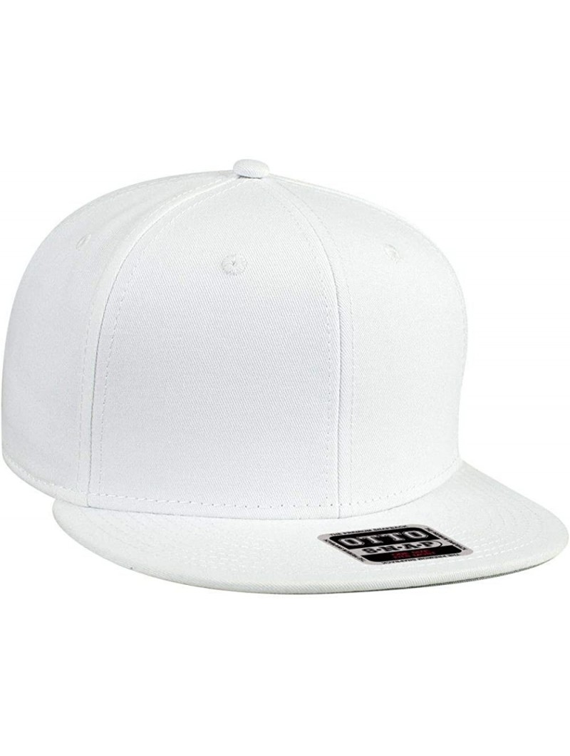 Baseball Caps SNAP Cotton Twill Round Flat Visor 6 Panel Pro Style Snapback Hat - White - CQ12FN5VZXT $16.95