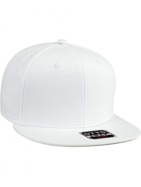 Baseball Caps SNAP Cotton Twill Round Flat Visor 6 Panel Pro Style Snapback Hat - White - CQ12FN5VZXT $16.95