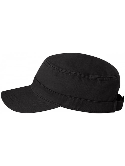 Baseball Caps Cotton Twill Cadet Military Style Hat Cap - Black - C812N1V6ENH $18.05