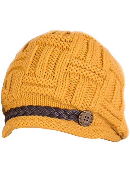 Skullies & Beanies Women's Braided Warm Winter Baggy Beanie Oversized Crochet Ski Hats Knit Caps Snowboard Caps - Yellow - CC...