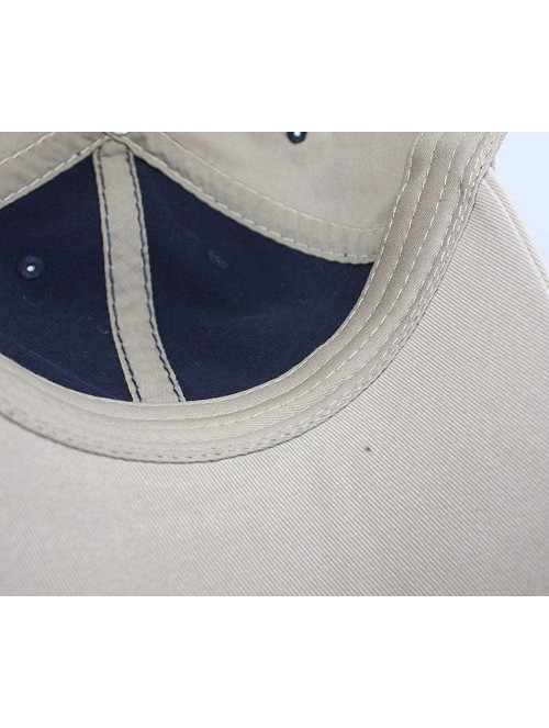 Baseball Caps Washed Cotton Distressed with Heavy Stitching Adjustable Baseball Cap - Navy/Navy/Khaki - CC18K3590T2 $15.90