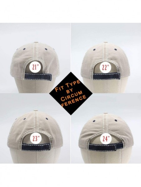 Baseball Caps Washed Cotton Distressed with Heavy Stitching Adjustable Baseball Cap - Navy/Navy/Khaki - CC18K3590T2 $15.90