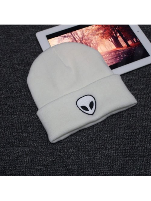 Skullies & Beanies Alien Embroidery Fashionable Design Ribbed Knit Soft and Warm Beanie Hats for Women and Men Year Round Com...