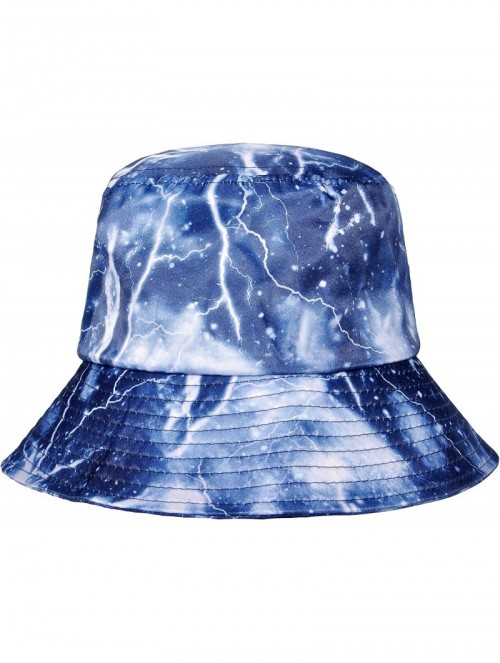 Bucket Hats Unisex Galaxy Bucket Hat Summer Fisherman Cap for Men Women - Lightning Blue - C418U6Y9RO3 $15.65