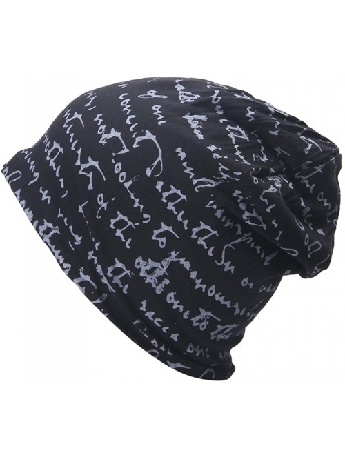 Skullies & Beanies The Full Alphabet Stretch Soft Slouchy Beanie Hat Cap - Black - CB11XKYHPXP $11.21