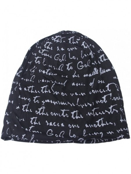 Skullies & Beanies The Full Alphabet Stretch Soft Slouchy Beanie Hat Cap - Black - CB11XKYHPXP $11.21