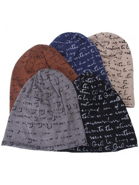 Skullies & Beanies The Full Alphabet Stretch Soft Slouchy Beanie Hat Cap - Black - CB11XKYHPXP $11.21