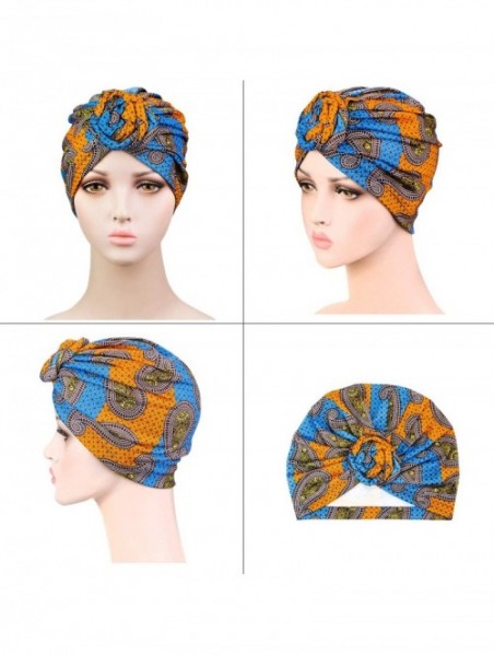 Skullies & Beanies 2 Pieces Women Knotted Turban Cap- Twist Head Wrap Beanie Perfect for Long/Short Hair - Set-c-3 - C518UD8H...