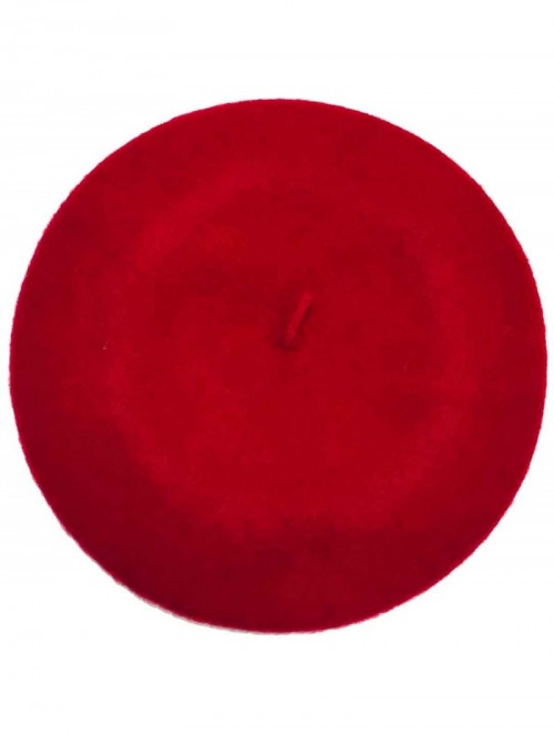 Berets Women's Lambswool Basque Beret - Scarlet Red - CL18LNUMA8L $40.34