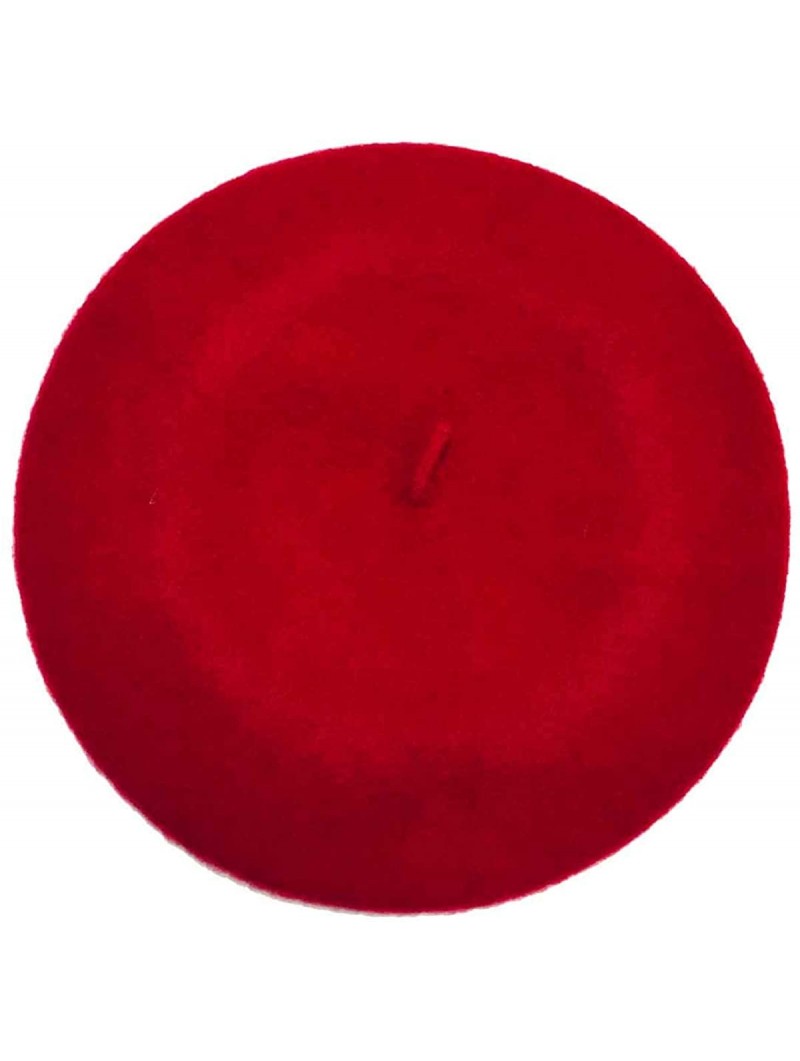 Berets Women's Lambswool Basque Beret - Scarlet Red - CL18LNUMA8L $40.34