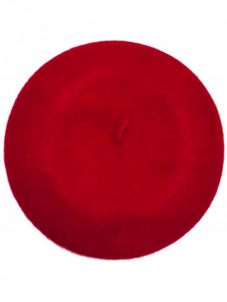 Berets Women's Lambswool Basque Beret - Scarlet Red - CL18LNUMA8L $40.34