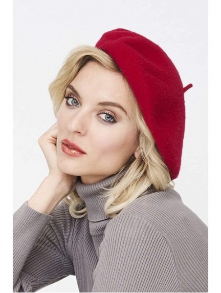 Berets Women's Lambswool Basque Beret - Scarlet Red - CL18LNUMA8L $40.34