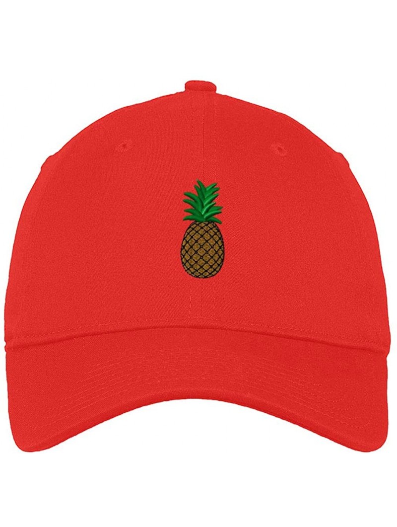 Baseball Caps Custom Soft Baseball Cap Pineapple Embroidery Dad Hats for Men & Women - Red - C018SIN39E4 $19.22