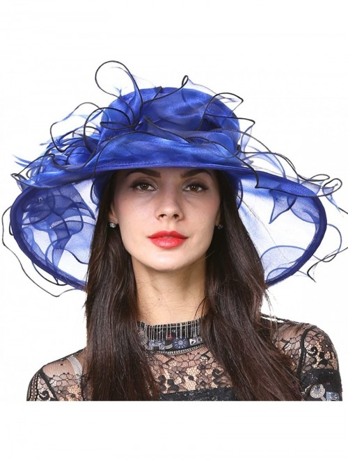 Sun Hats Womens Kentucky Derby Church Dress Wedding Floral Tea Party Hat S056 - Royal Blue - CQ12DBCUY8X $35.97