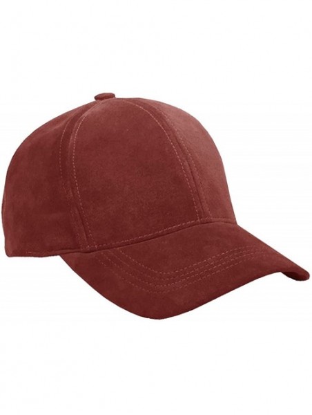 Baseball Caps Genuine Suede Leather Unisex Baseball Caps Made in USA - Burgundy - C618E4C29Q4 $24.21