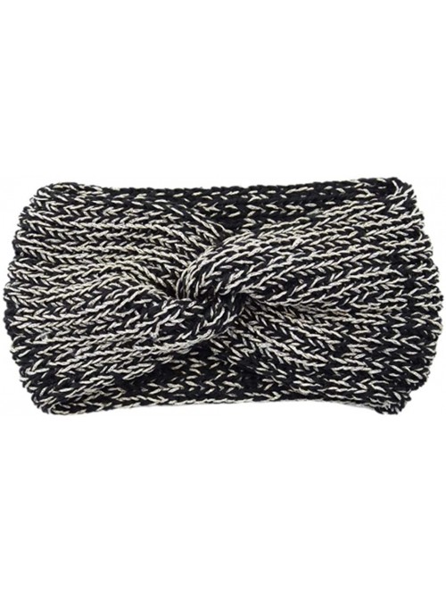 Cold Weather Headbands Women Knitted Hairband Crochet Twist Ear Warmer Winter Braided Head Wraps - Black - CA1932MMQMH $13.82