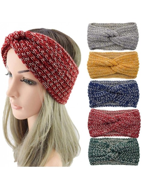 Cold Weather Headbands Women Knitted Hairband Crochet Twist Ear Warmer Winter Braided Head Wraps - Black - CA1932MMQMH $13.82