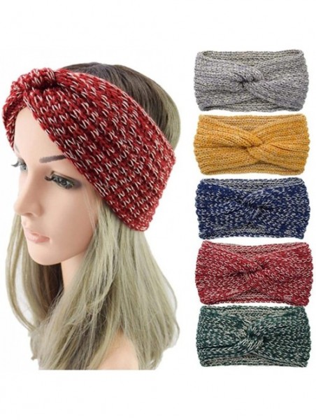 Cold Weather Headbands Women Knitted Hairband Crochet Twist Ear Warmer Winter Braided Head Wraps - Black - CA1932MMQMH $13.82