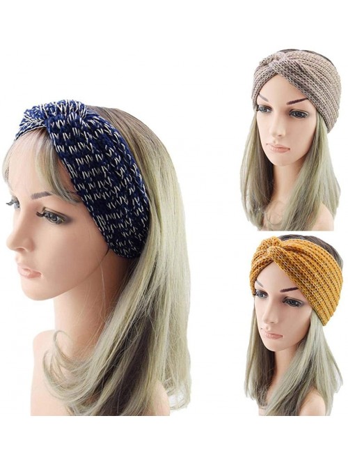 Cold Weather Headbands Women Knitted Hairband Crochet Twist Ear Warmer Winter Braided Head Wraps - Black - CA1932MMQMH $13.82