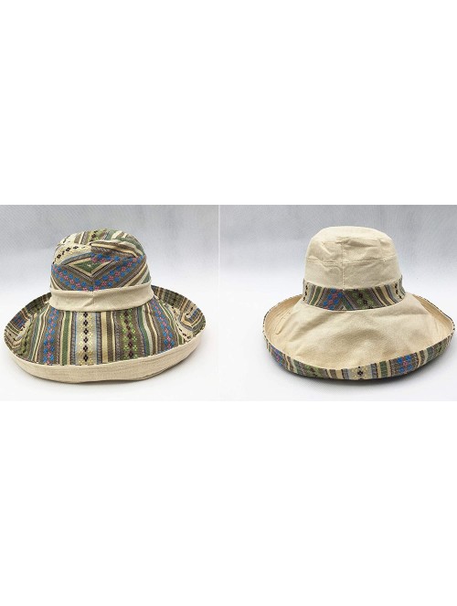 Fedoras Cotton Linen Revisible Summer Bucket Hats UPF 50+ Packable Sun Travel Hat - B - CC189E89QAD $17.18