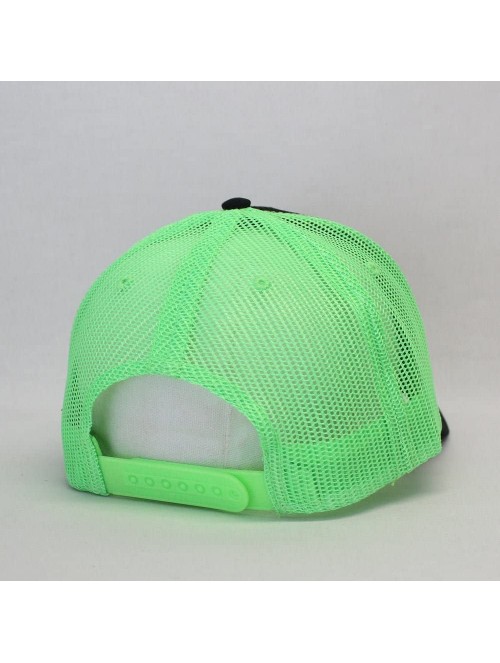 Baseball Caps Plain Cotton Twill Mesh Adjustable Snapback Low Profile Baseball Cap - Black/Black/Neon Green - CS18EZKMUGW $16.37