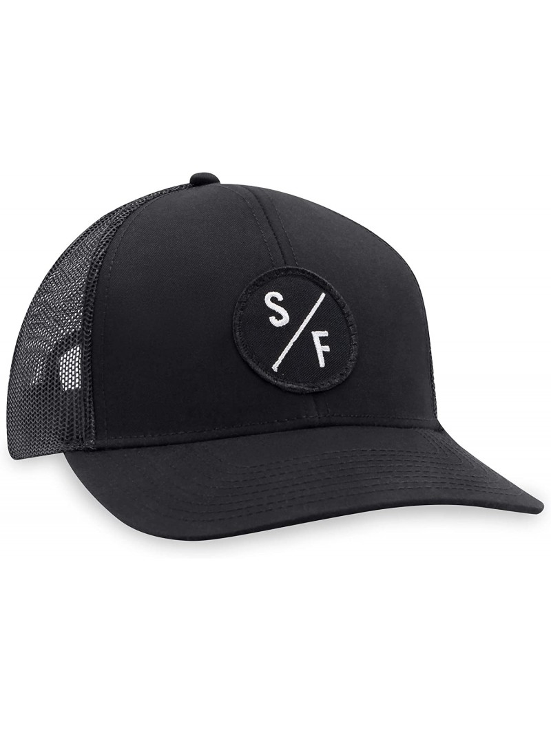 Baseball Caps SF Hat - San Francisco Trucker Hat Baseball Cap Snapback Golf Hat (Black) - CM194KNEHZ8 $25.36