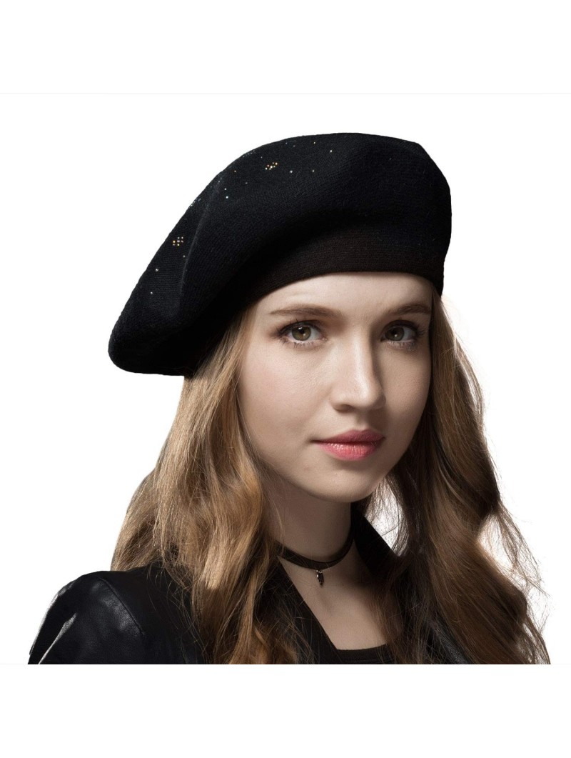 Berets Classic Winter Cashmere French Knitting - Black - CY18YOUDRN3 $18.71