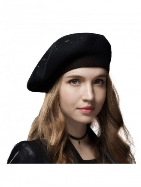 Berets Classic Winter Cashmere French Knitting - Black - CY18YOUDRN3 $18.71