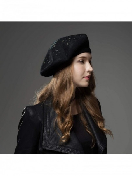 Berets Classic Winter Cashmere French Knitting - Black - CY18YOUDRN3 $18.71