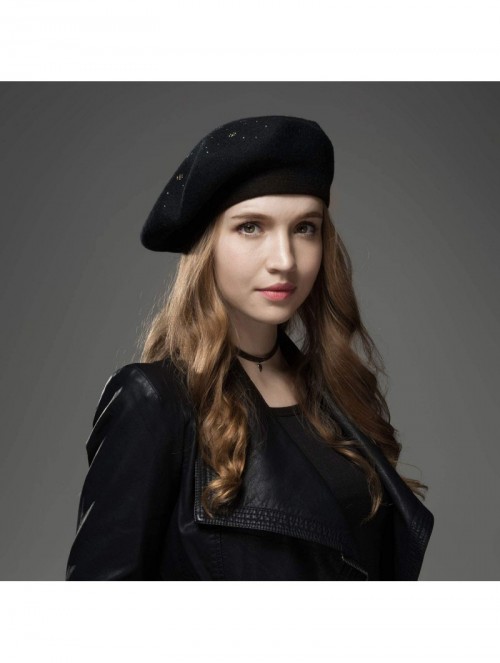 Berets Classic Winter Cashmere French Knitting - Black - CY18YOUDRN3 $18.71