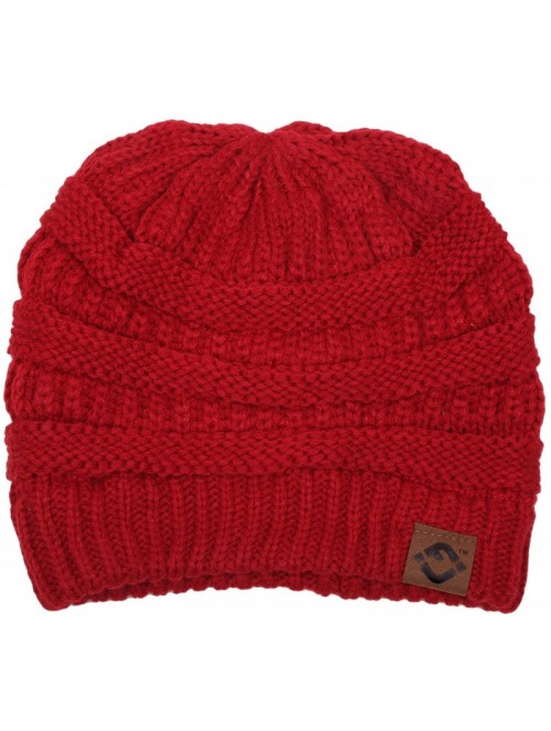 Skullies & Beanies FJ Knit Cap Women's/Men's Winter Hat Soft Slightly Slouchy Beanie - Red - CA12MCQ7KIB $11.85