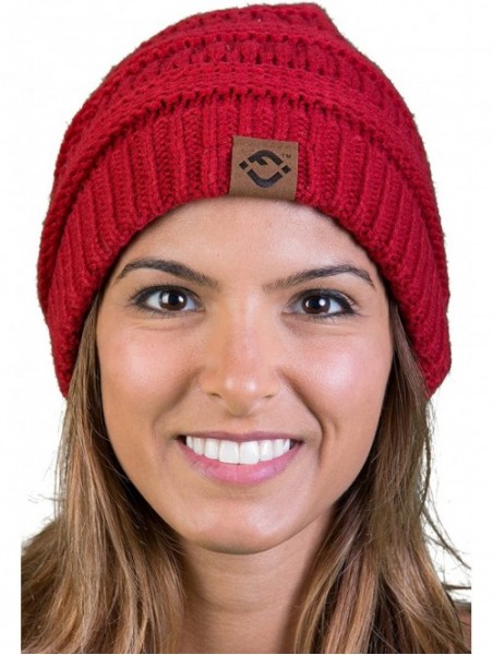 Skullies & Beanies FJ Knit Cap Women's/Men's Winter Hat Soft Slightly Slouchy Beanie - Red - CA12MCQ7KIB $11.85