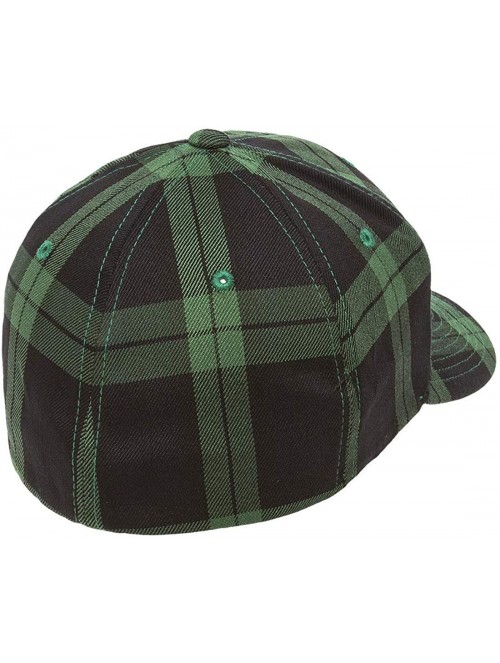 Baseball Caps Flexfit Tartan Plaid Hat - Stretch Fit- Curved Visor- Ballcap - Black/Green - C118H0GRCM5 $16.06