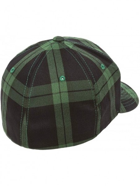 Baseball Caps Flexfit Tartan Plaid Hat - Stretch Fit- Curved Visor- Ballcap - Black/Green - C118H0GRCM5 $16.06