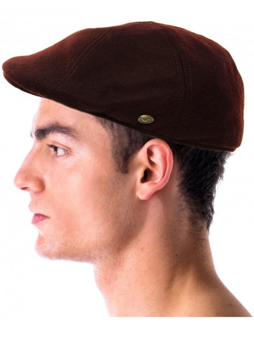 Newsboy Caps Men's Winter 100% Wool Duckbills Warm Solid Ivy Driver Cabby Cap Hat - Brown - C21865K7TNX $18.28