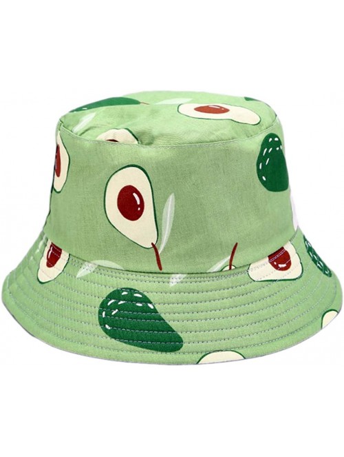 Bucket Hats Banana Print Bucket Hat Fruit Pattern Fisherman Hats Summer Reversible Packable Cap - Avocado Green - C319490G8A5...