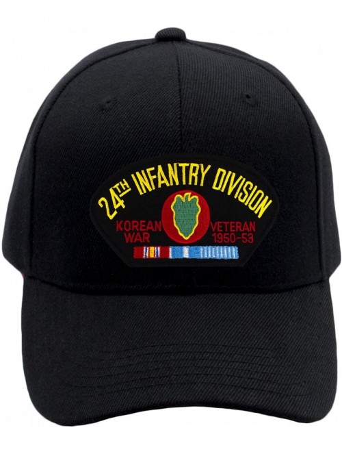 Baseball Caps 24th Infantry Division - Korea Hat/Ballcap Adjustable One Size Fits Most - Black - CL18OQ2NI25 $28.58