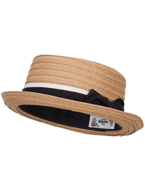 Fedoras Ribbon Band Boater Pork Pie Hat - Brown - C512IRAPPVJ $39.29