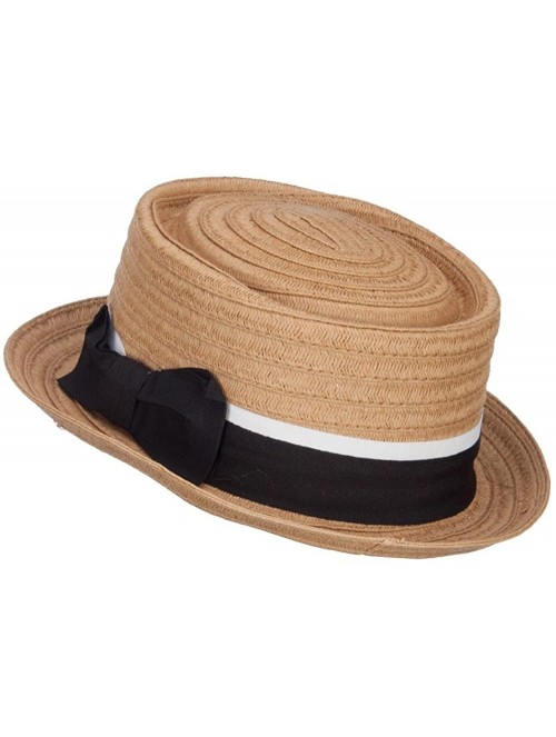 Fedoras Ribbon Band Boater Pork Pie Hat - Brown - C512IRAPPVJ $39.29