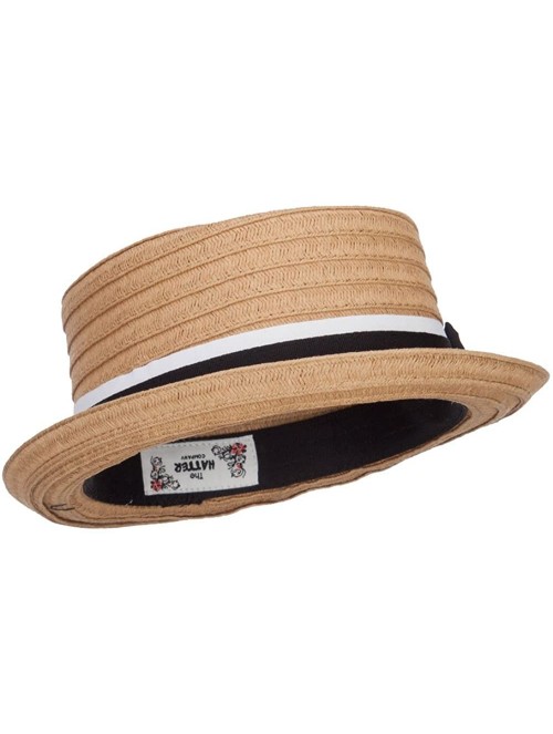 Fedoras Ribbon Band Boater Pork Pie Hat - Brown - C512IRAPPVJ $39.29