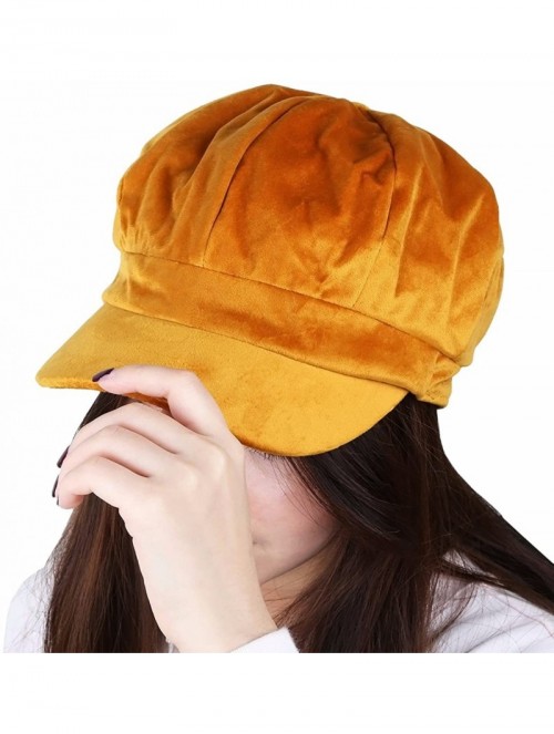 Newsboy Caps Newsboy Hats for Women-8 Panel Winter Warm Ivy Gatsby Cabbie Cap - 05-yellow - C61889U9XGG $13.86