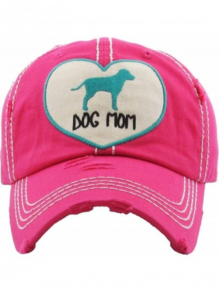 Baseball Caps The Original Southern Western Womens Hats Collection Vintage Distressed Dad HAt - Dog Mom Patch - Hot Pink - CP...