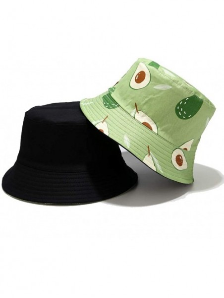 Bucket Hats Banana Print Bucket Hat Fruit Pattern Fisherman Hats Summer Reversible Packable Cap - Avocado Green - C319490G8A5...